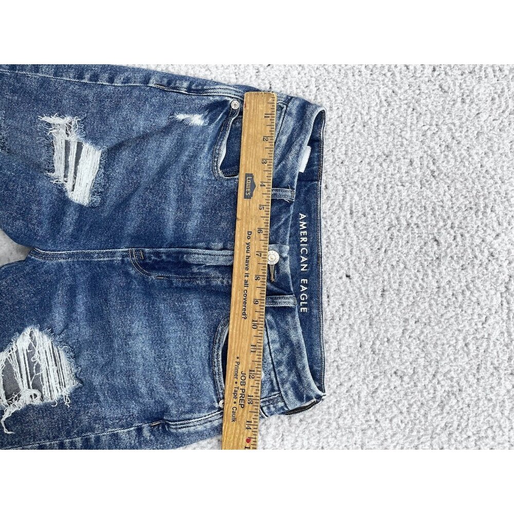 American Eagle Jeans Womens 4 Blue Medium Acid Wash Distressed Mom Jean - Picture 4 of 10